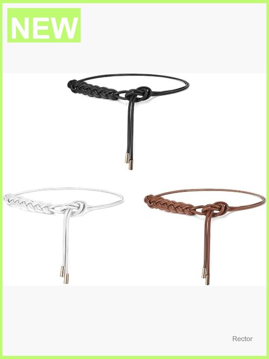 Faux Leather Braided Rope Belt Adjustable Waist Wrap Boho Belt
